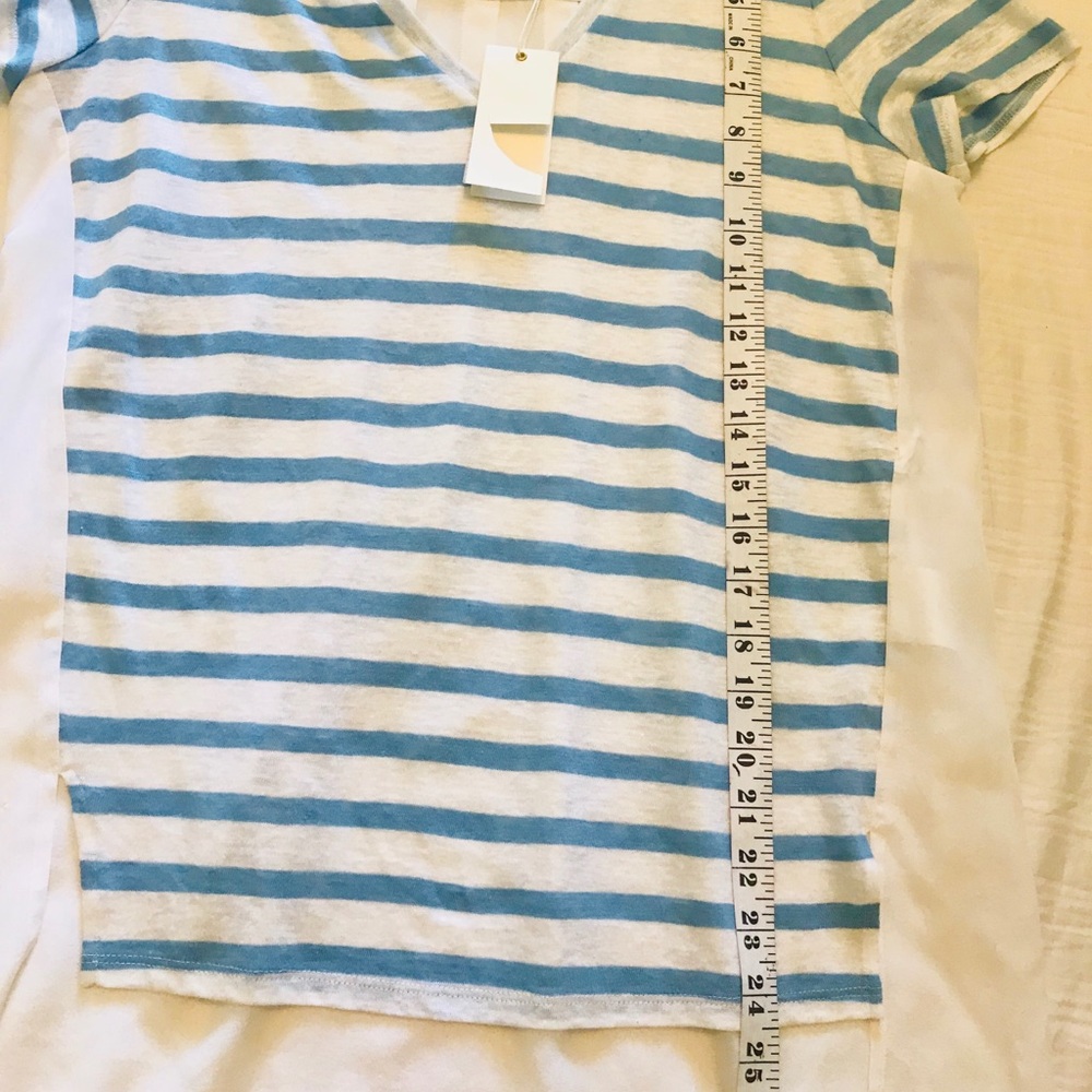 Tory Burch || $225 Stripes Asymmetrical Blouse - Picture 6 of 8